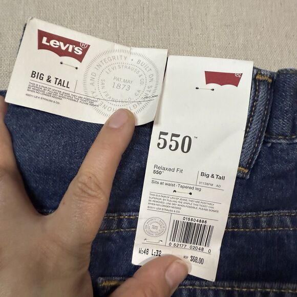 NWT Men's Levis 550 Relaxed Fit Blue Denim Jeans Size 48x32 MENS WORK WEAR Y2K - Picture 4 of 7